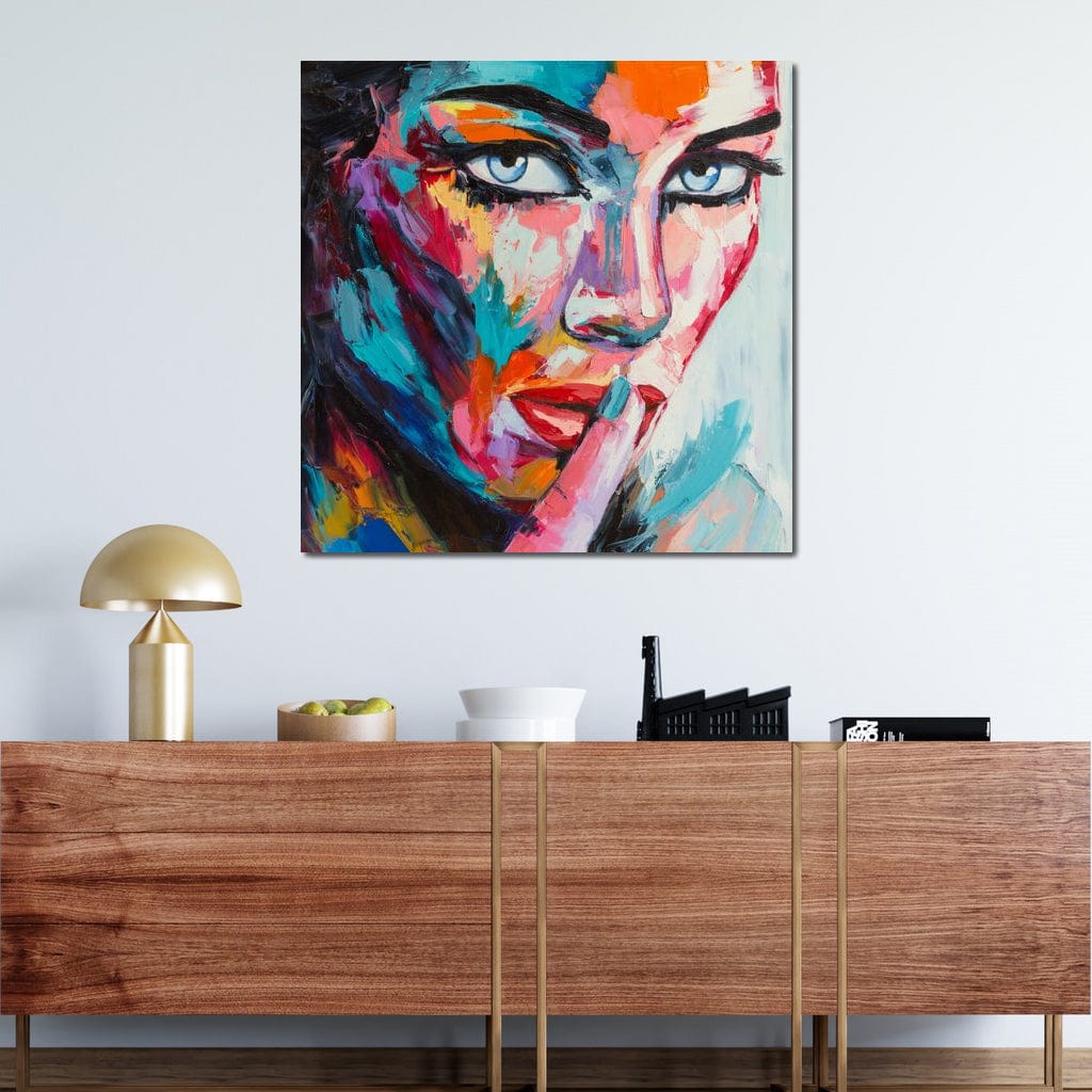 Tablou canvas cu chip de femeie in culori vibrante, tablou canvas pentru perete